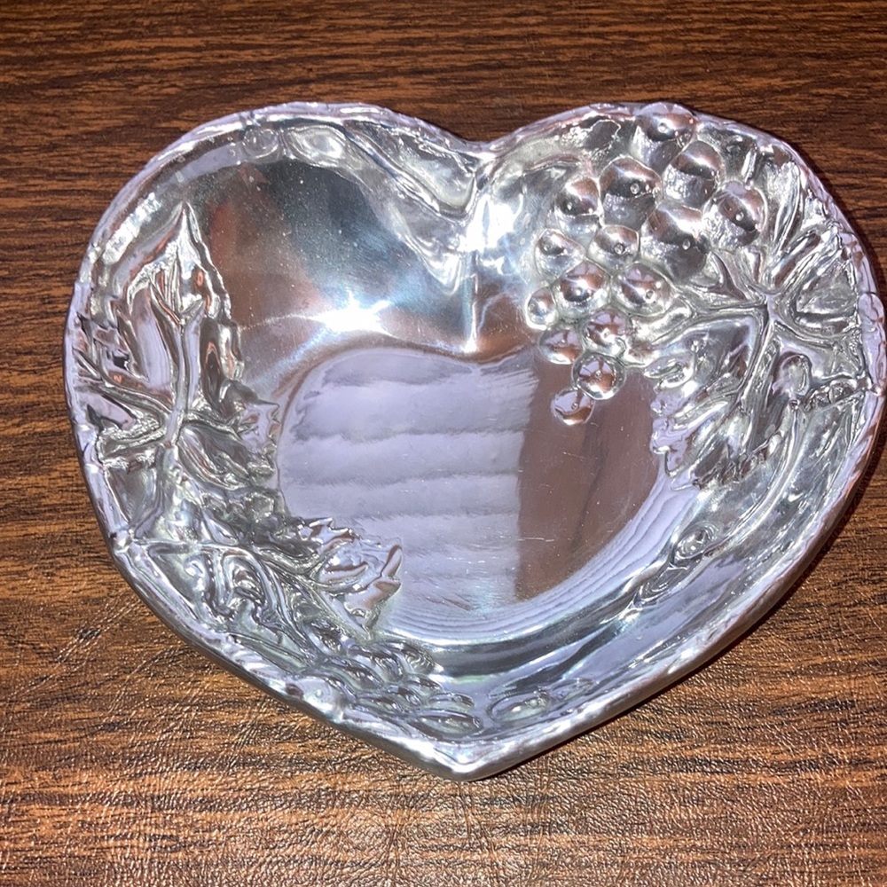 Arthur Court Aluminum Heart Shaped Bowl